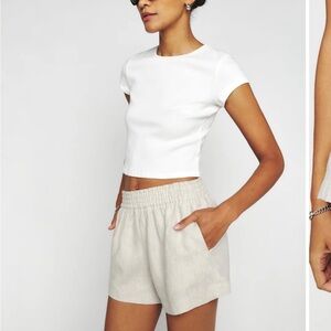 Reformation Tan Linen Shorts S